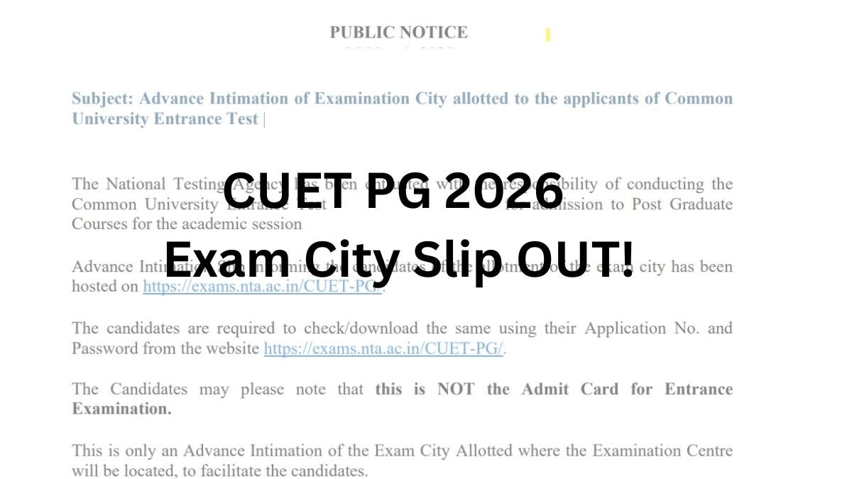 CUET PG 2026 City Intimation Slip
